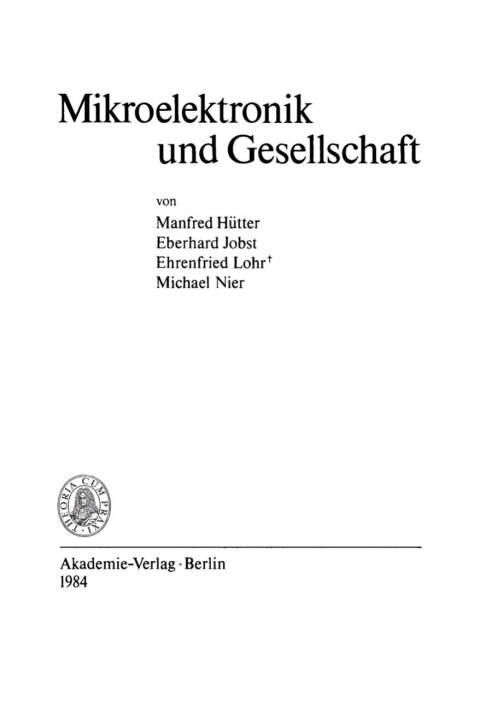 Cover image for book Mikroelektronik und Gesellschaft
