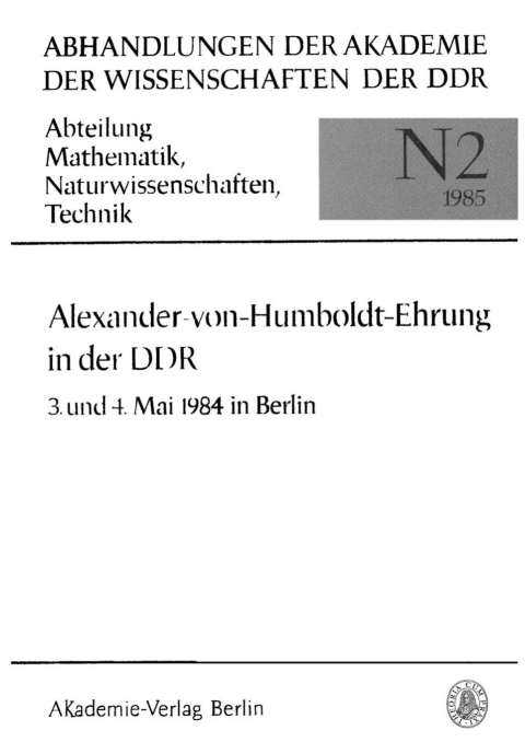 Cover image for book Alexander-von-Humboldt-Ehrung in der DDR