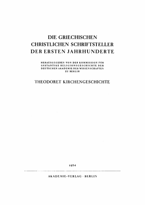 Cover image for book Theodoret Kirchengeschichte