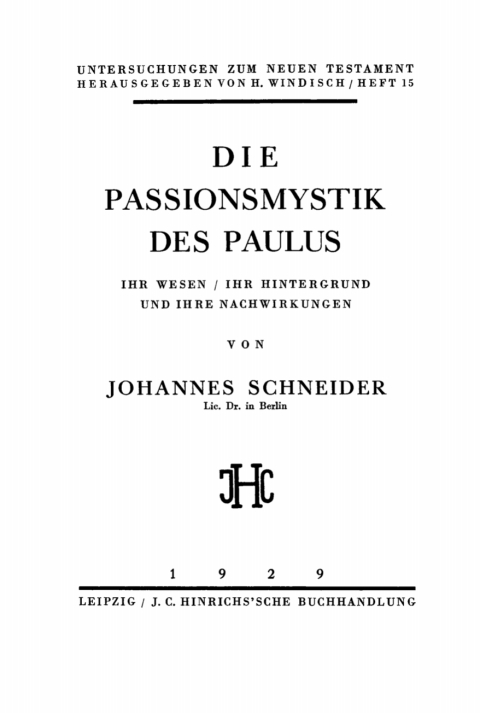 Cover image for book Die Passionsmystik des Paulus