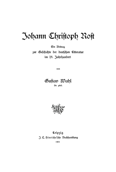 Cover image for book Johann Christoph Rost