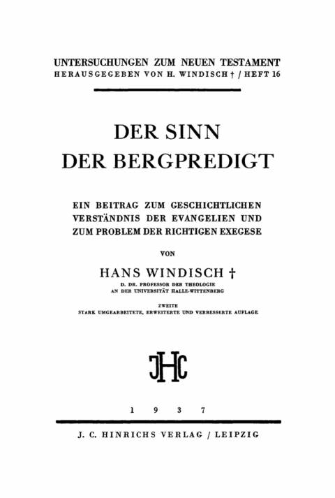 Cover image for book Der Sinn der Bergpredigt