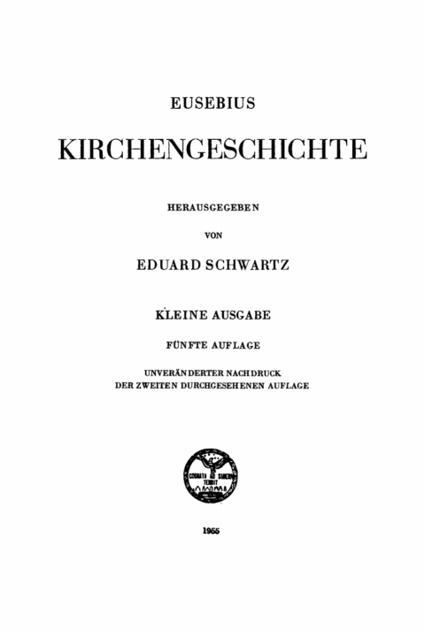 Cover image for book Eusebius Kirchengeschichte