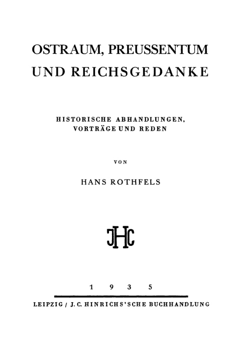 Cover image for book Ostraum, Preussentum und Reichsgedanke