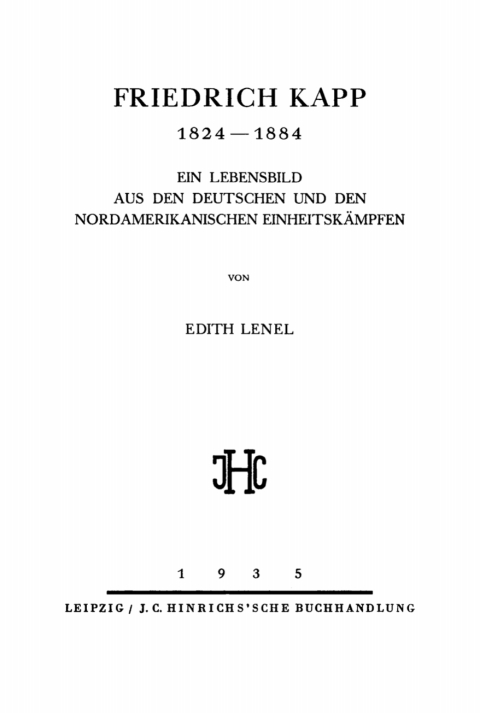 Cover image for book Friedrich Kapp 1824–1884
