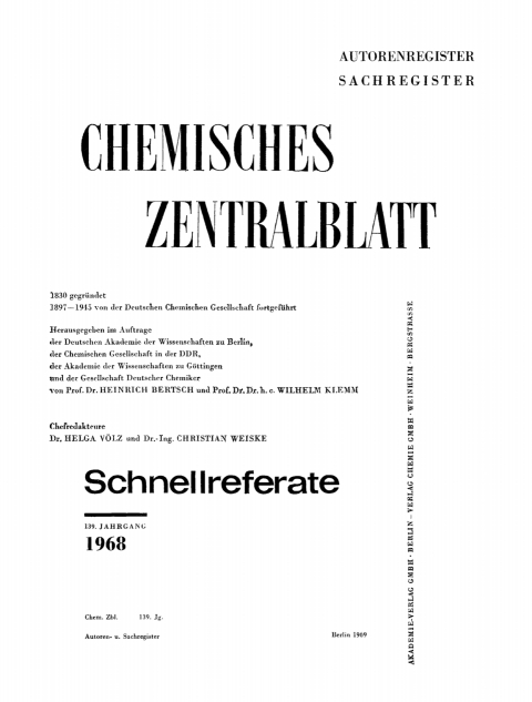 Cover image for book Autorenregister, Sachregister 1968