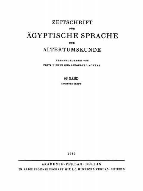 Cover image for book Zeitschrift für Ägyptische Sprache und Altertumskunde. Band 95, Heft 2