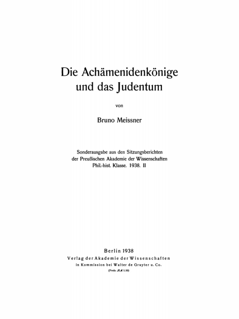 Cover image for book Die Achämenidenkönige und das Judentum