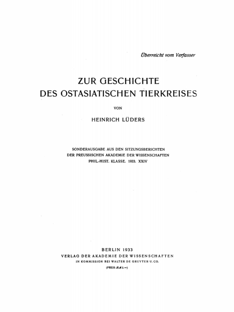 Cover image for book Zur Geschichte des Ostasiatischen Tierkreises