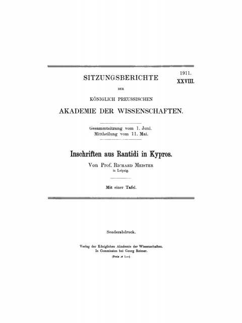 Cover image for book Inschriften aus Rantidi in Kypros