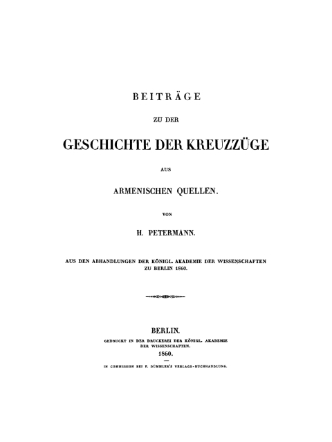 Cover image for book Beiträge zu der Geschichte der Kreuzzüge aus armenischen Quellen
