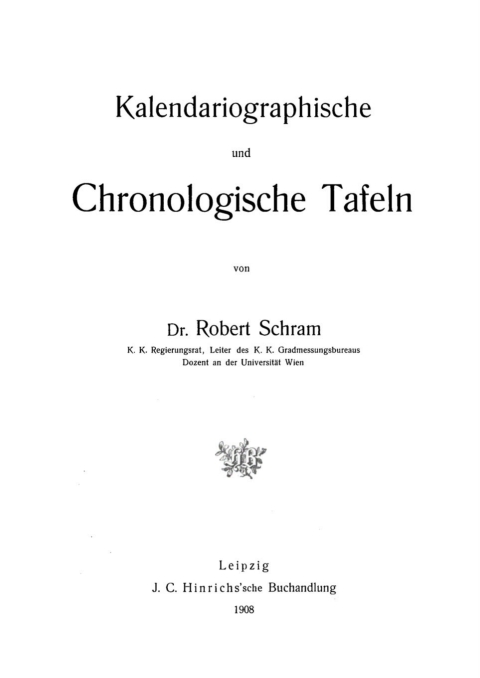 Cover image for book Kalendariographische und chronologische Tafeln