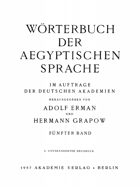 Cover image for book Wörterbuch der aegyptischen Sprache. Band 5