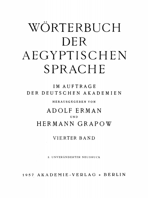 Cover image for book Wörterbuch der aegyptischen Sprache. Band 4