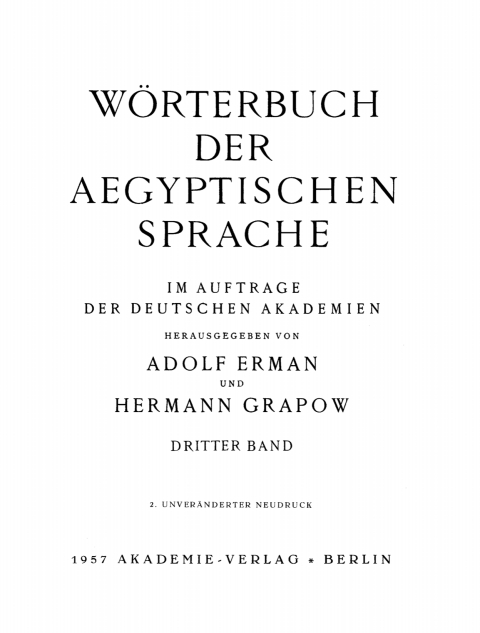 Cover image for book Wörterbuch der aegyptischen Sprache. Band 3