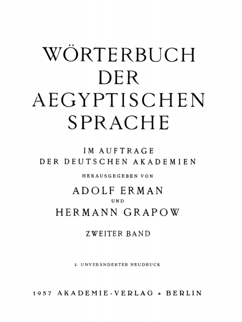 Cover image for book Wörterbuch der aegyptischen Sprache. Band 2
