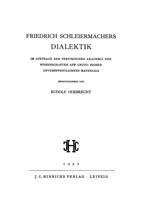 Cover image for book Friedrich Schleiermachers Dialektik