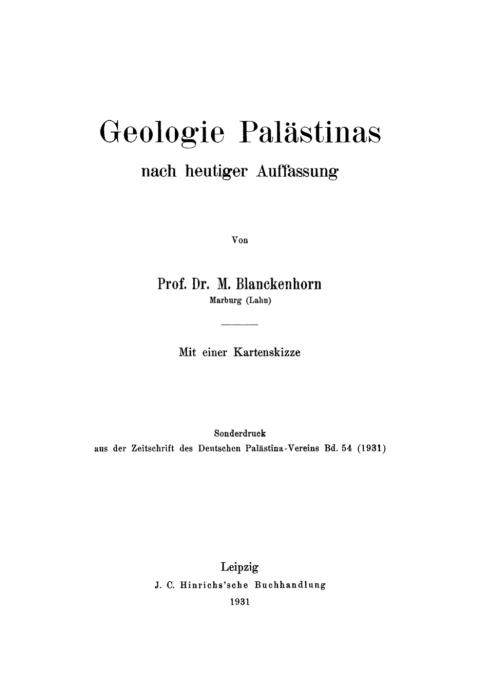 Cover image for book Geologie Palästinas nach heutiger Auffassung