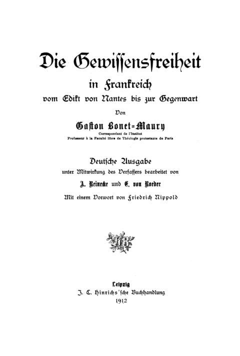 Cover image for book Die Gewissensfreiheit in Frankreich vom Edikt von Nantes bis zur Gegenwart