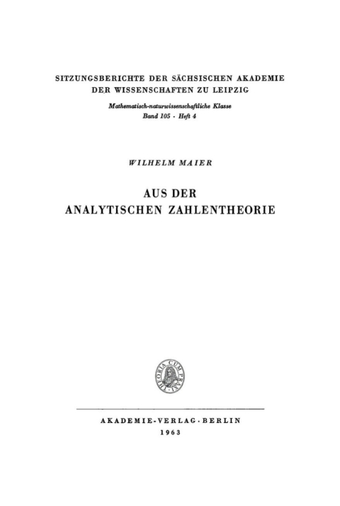 Cover image for book Aus der analytischen Zahlentheorie