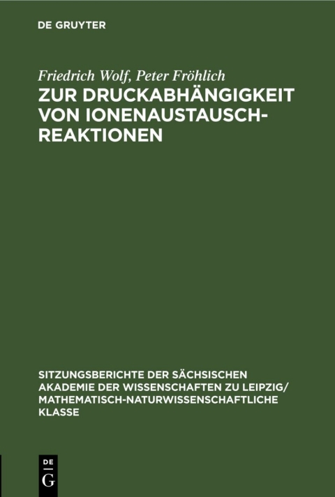 Cover image for book Zur Druckabhängigkeit von Ionenaustauschreaktionen