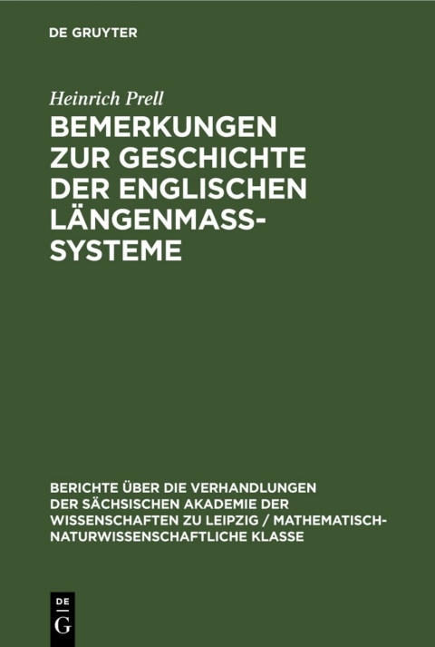 Cover image for book Bemerkungen zur Geschichte der englischen Längenmass-Systeme