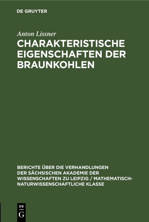Cover image for book Charakteristische Eigenschaften der Braunkohlen