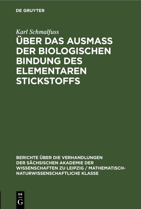 Cover image for book Über das Ausmass der biologischen Bindung des elementaren Stickstoffs