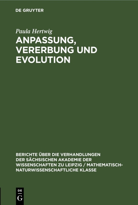 Cover image for book Anpassung, Vererbung und Evolution