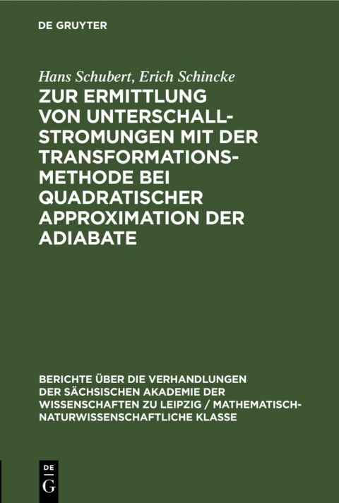 Cover image for book Zur Ermittlung von Unterschallstromungen mit der Transformationsmethode bei quadratischer Approximation der Adiabate