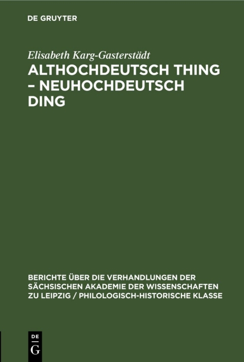 Cover image for book Althochdeutsch Thing – Neuhochdeutsch Ding