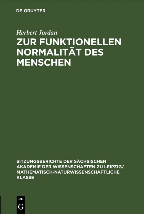 Cover image for book Zur funktionellen Normalität des Menschen