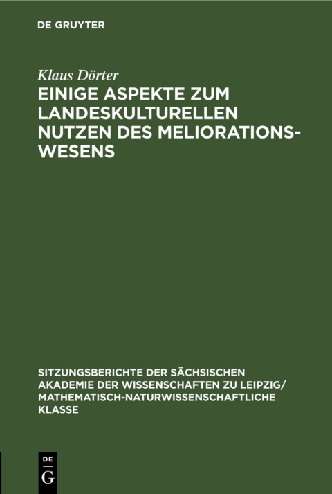 Cover image for book Einige Aspekte zum landeskulturellen Nutzen des Meliorationswesens