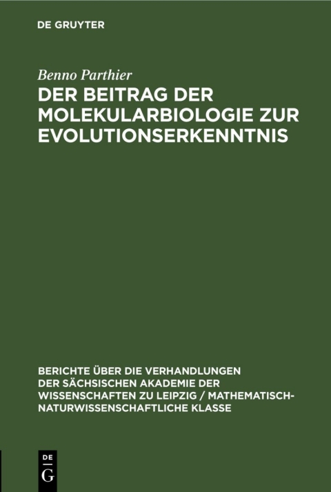 Cover image for book Der Beitrag der Molekularbiologie zur Evolutionserkenntnis