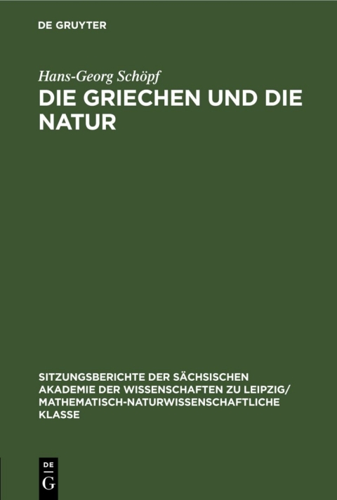 Cover image for book Die Griechen und die Natur