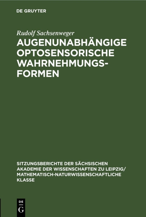 Cover image for book Augenunabhängige optosensorische Wahrnehmungsformen