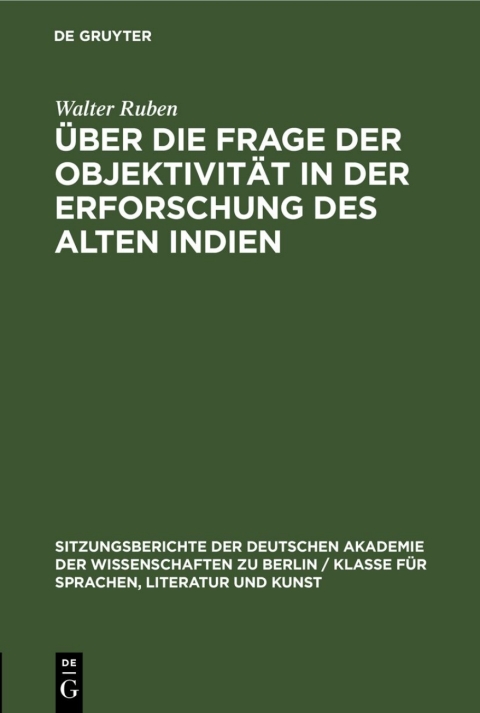 Cover image for book Über die Frage der Objektivität in der Erforschung des Alten Indien