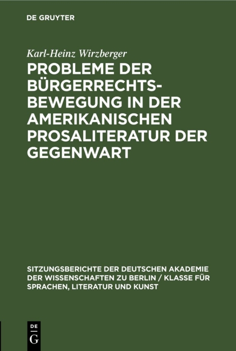 Cover image for book Probleme der Bürgerrechtsbewegung in der amerikanischen Prosaliteratur der Gegenwart