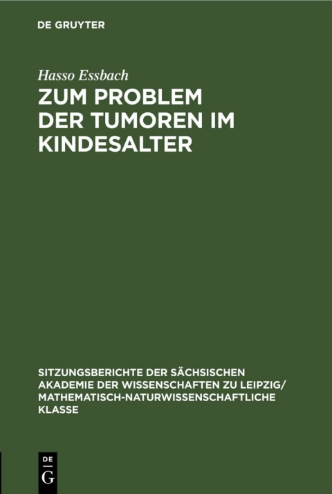Cover image for book Zum Problem der Tumoren im Kindesalter