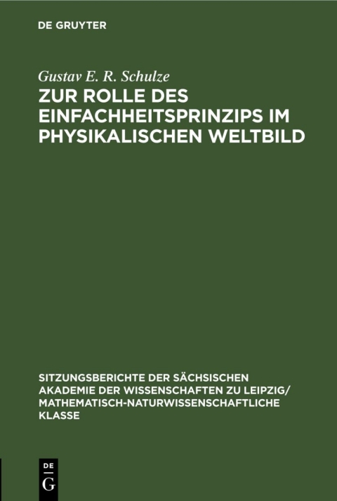 Cover image for book Zur Rolle des Einfachheitsprinzips im physikalischen Weltbild
