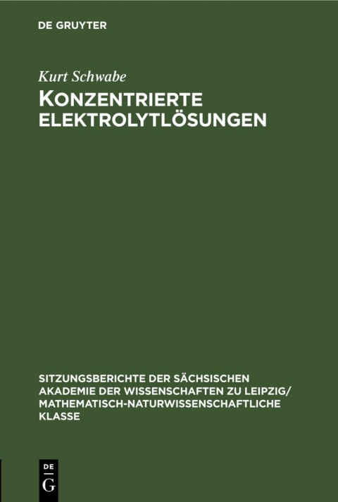 Cover image for book Konzentrierte Elektrolytlösungen