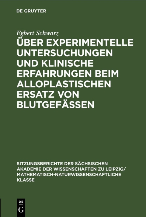 Cover image for book Über experimentelle Untersuchungen und klinische Erfahrungen beim alloplastischen Ersatz von Blutgefässen
