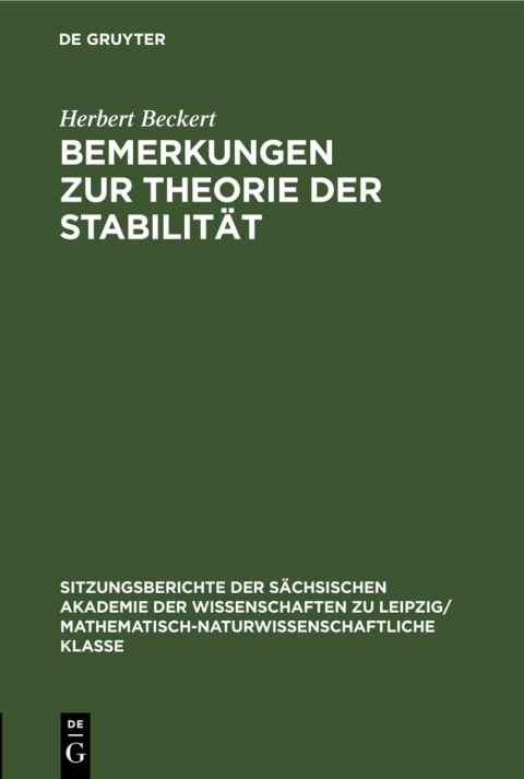 Cover image for book Bemerkungen zur Theorie der Stabilität