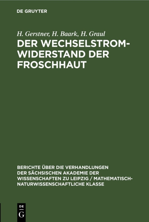 Cover image for book Der Wechselstromwiderstand der Froschhaut