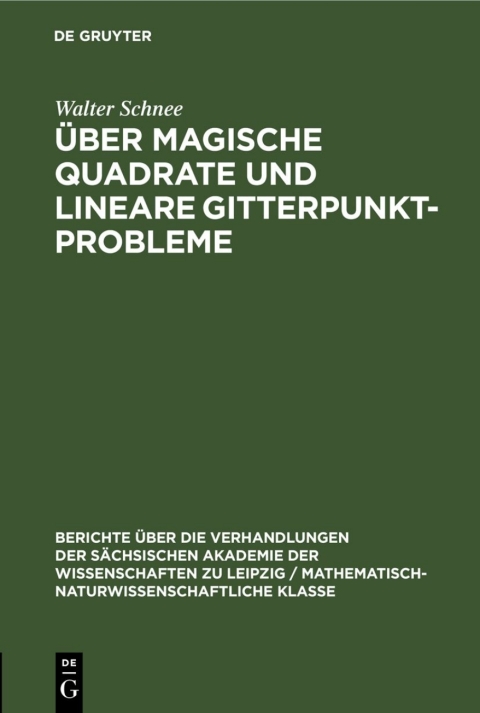Cover image for book Über magische Quadrate und lineare Gitterpunktprobleme