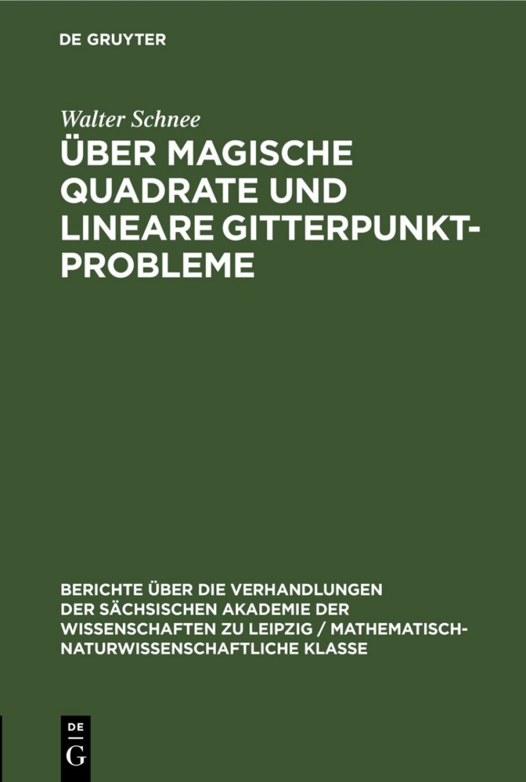 Page Fidelity Über magische Quadrate und lineare Gitterpunktprobleme; $148.73