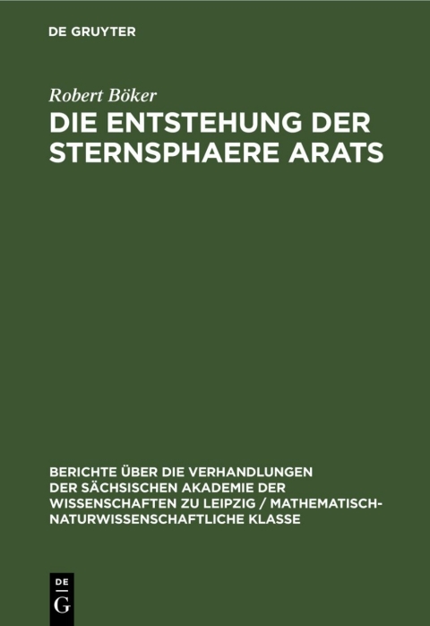 Cover image for book Die Entstehung der Sternsphaere Arats