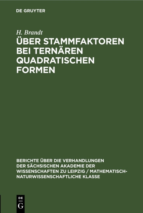 Cover image for book Über Stammfaktoren bei ternären quadratischen Formen