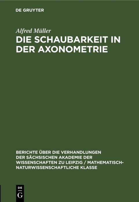 Cover image for book Die Schaubarkeit in der Axonometrie