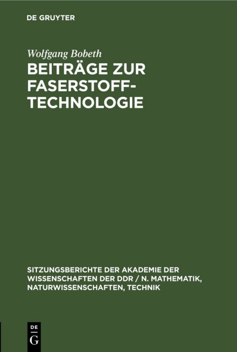 Cover image for book Beiträge zur Faserstoff-Technologie